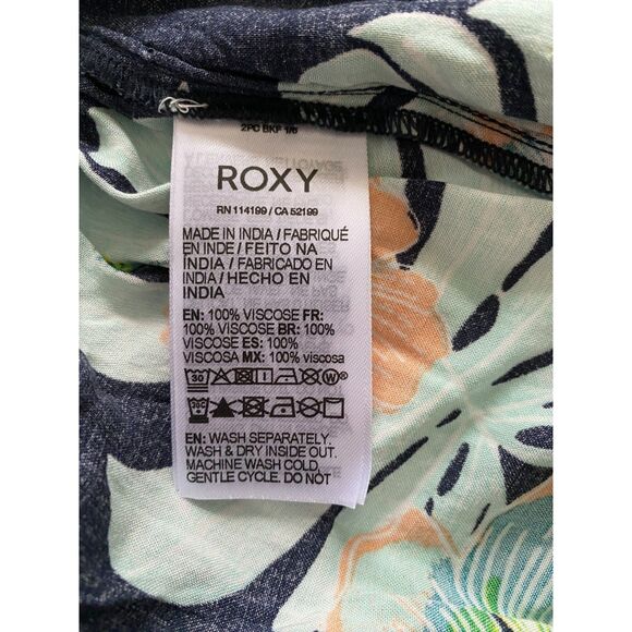 Roxy Face to Love Ruffle Mini Skirt Tropical Leaf Print Flirty Wrap Feminine M - Picture 9 of 11